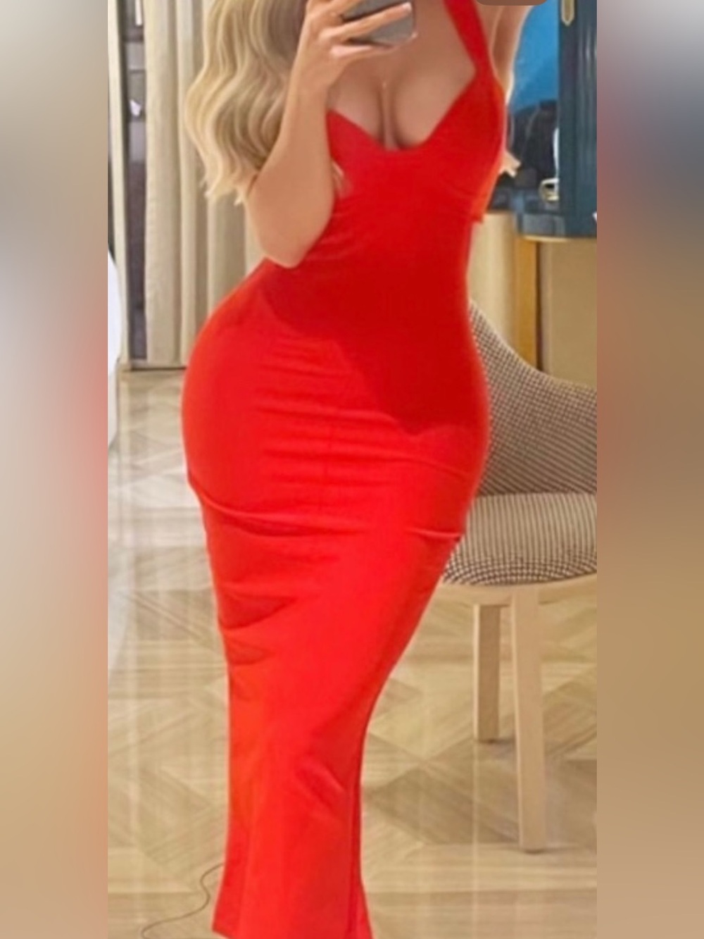 Zara Red Bodycon Maxi Dress